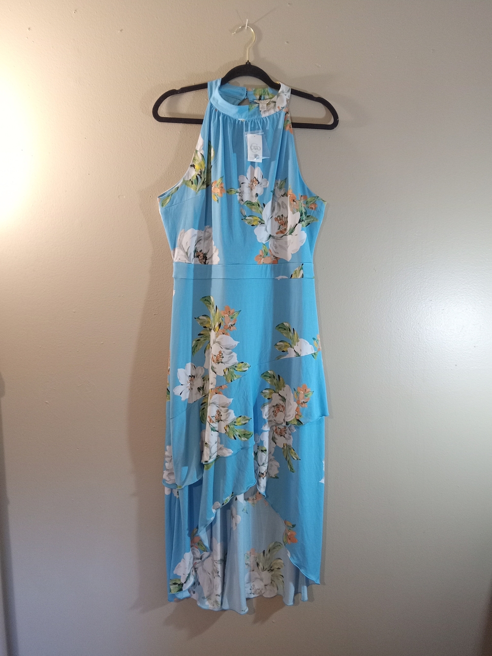 Cato Blue Floral High-Low Halter Dress